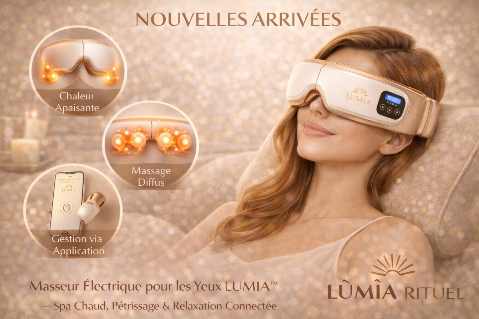Masseur Oculaire Intelligent 6D LUMIA™ – Airbag, Vibrations & Relaxation Connectée