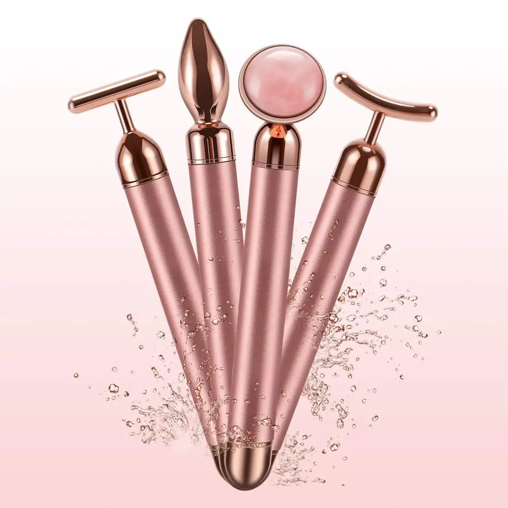 Rouleau de Quartz Rose Vibrant 4-en-1 LUMIA™ – Massage Visage & Regard, Rituel Beauté