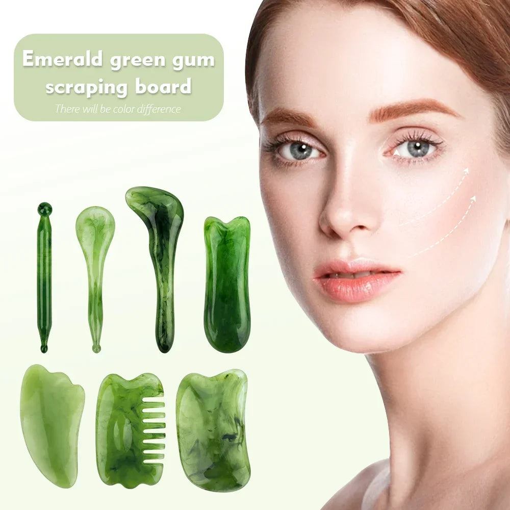 Coffret Guasha Énergétique LUMIA™ – Kit Massage Visage, Cou & Dos (7 Pièces)