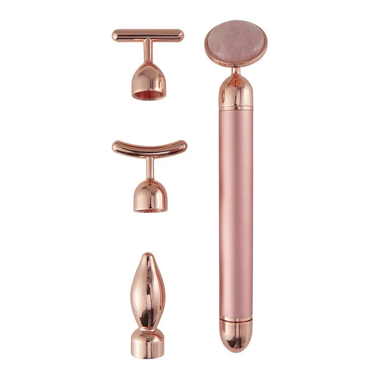 Rouleau de Quartz Rose Vibrant 4-en-1 LUMIA™ – Massage Visage & Regard, Rituel Beauté