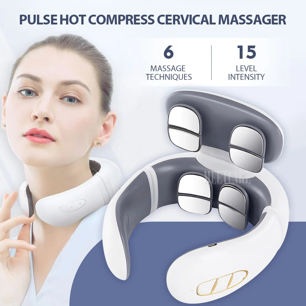 Masseur Cervical Électrique LUMIA™ – Impulsions Relaxantes & Chaleur Apaisante