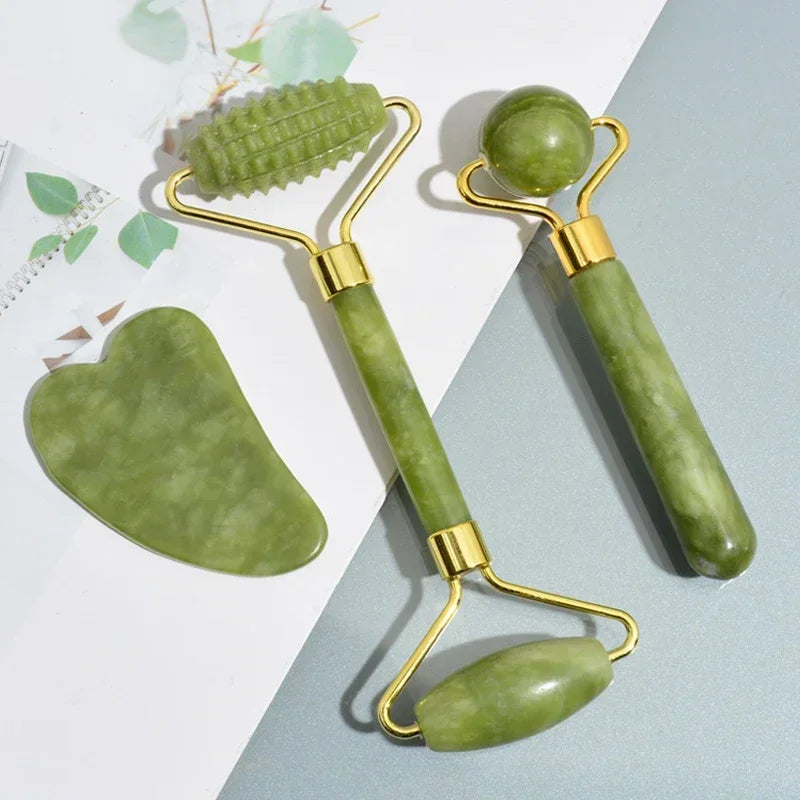Rouleau de Jade Naturel & Gua Sha LUMIA™ – Rituel Beauté Visage, Cou & Regard